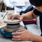 Jin Eui Kim at work in his studio 2019